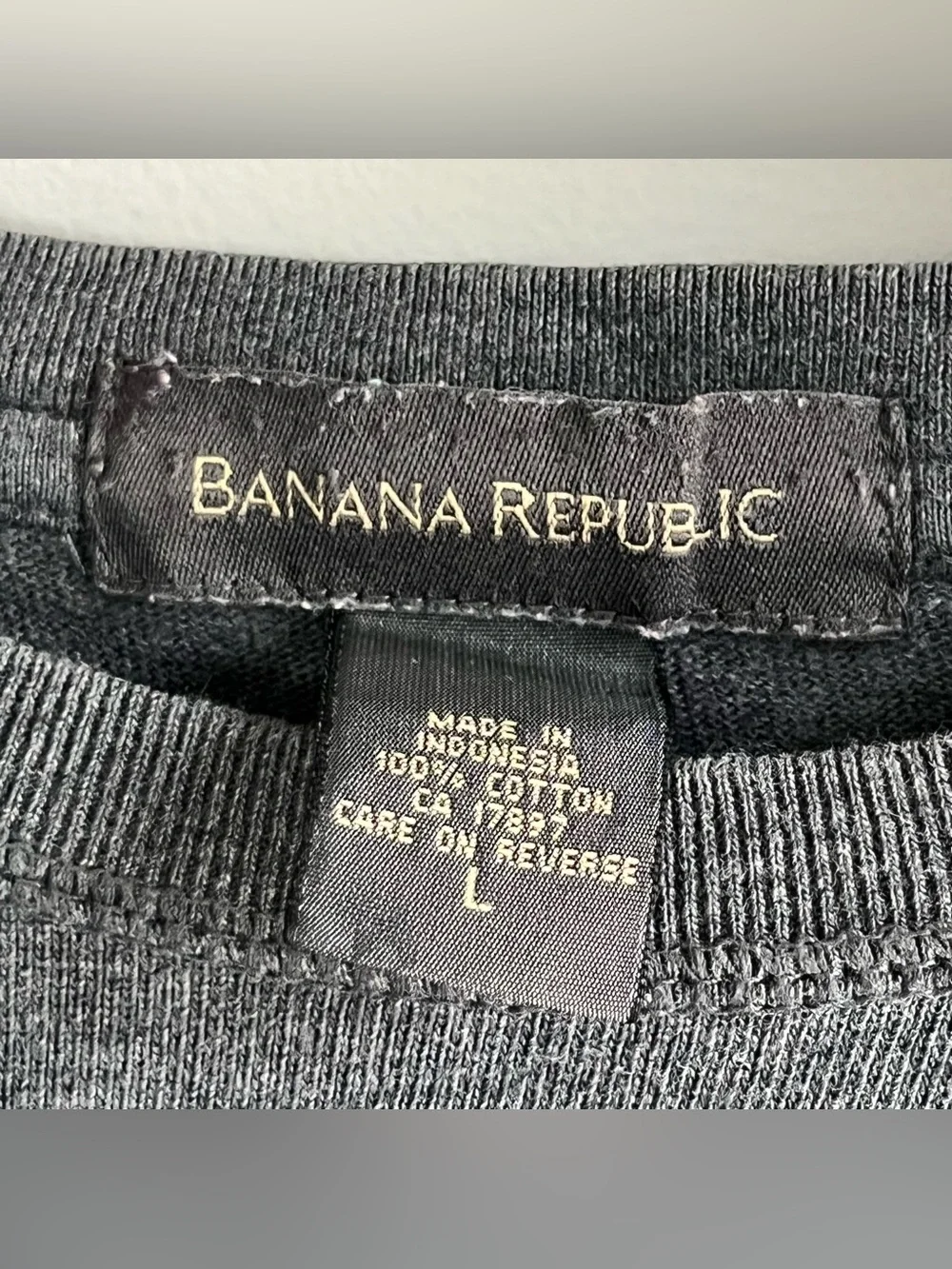 Vintage Banana Republic Men’s L Gray Long Sleeve Shirt Chest Stripe 100% Cotton